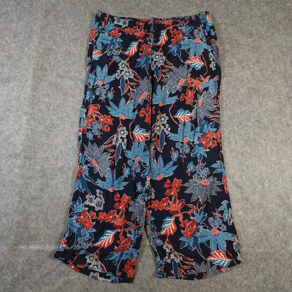 J. Jill Pants - J. Jill Pants Womens Medium Wide Leg‎ Beachy Pull On Floral Ankle